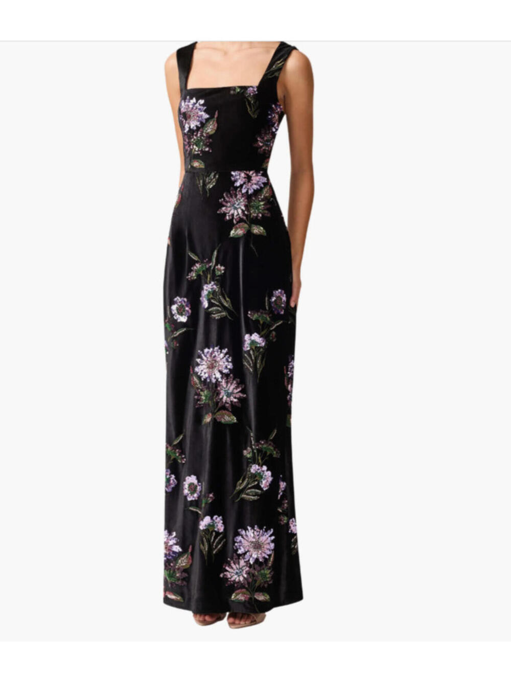 New, Elliatt Clio Embellished Velvet Sheath Gown in Black Sz M #LD0268